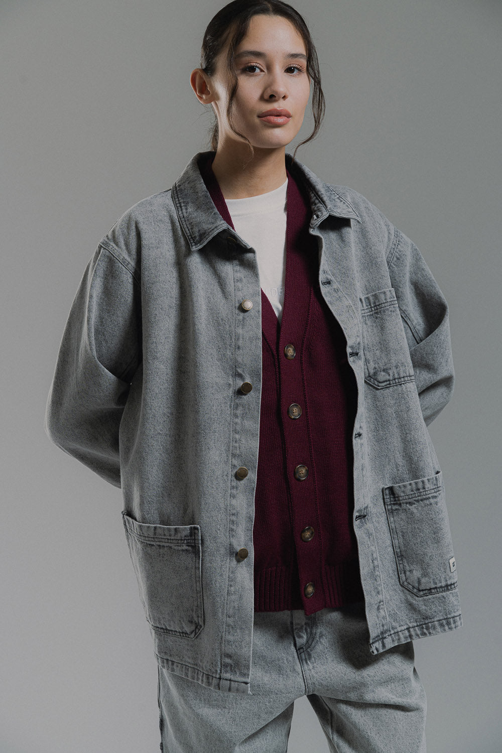 Denim Overshirt With Acid Wash