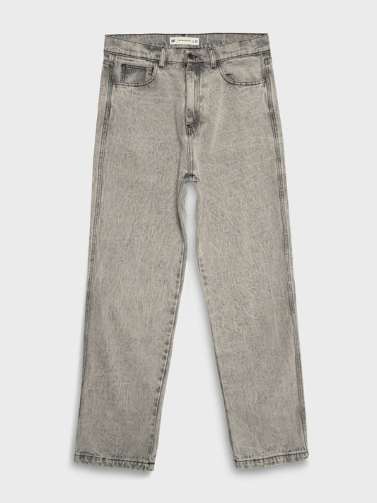 Black Denim 5 Pkt Pant With Acid Wash