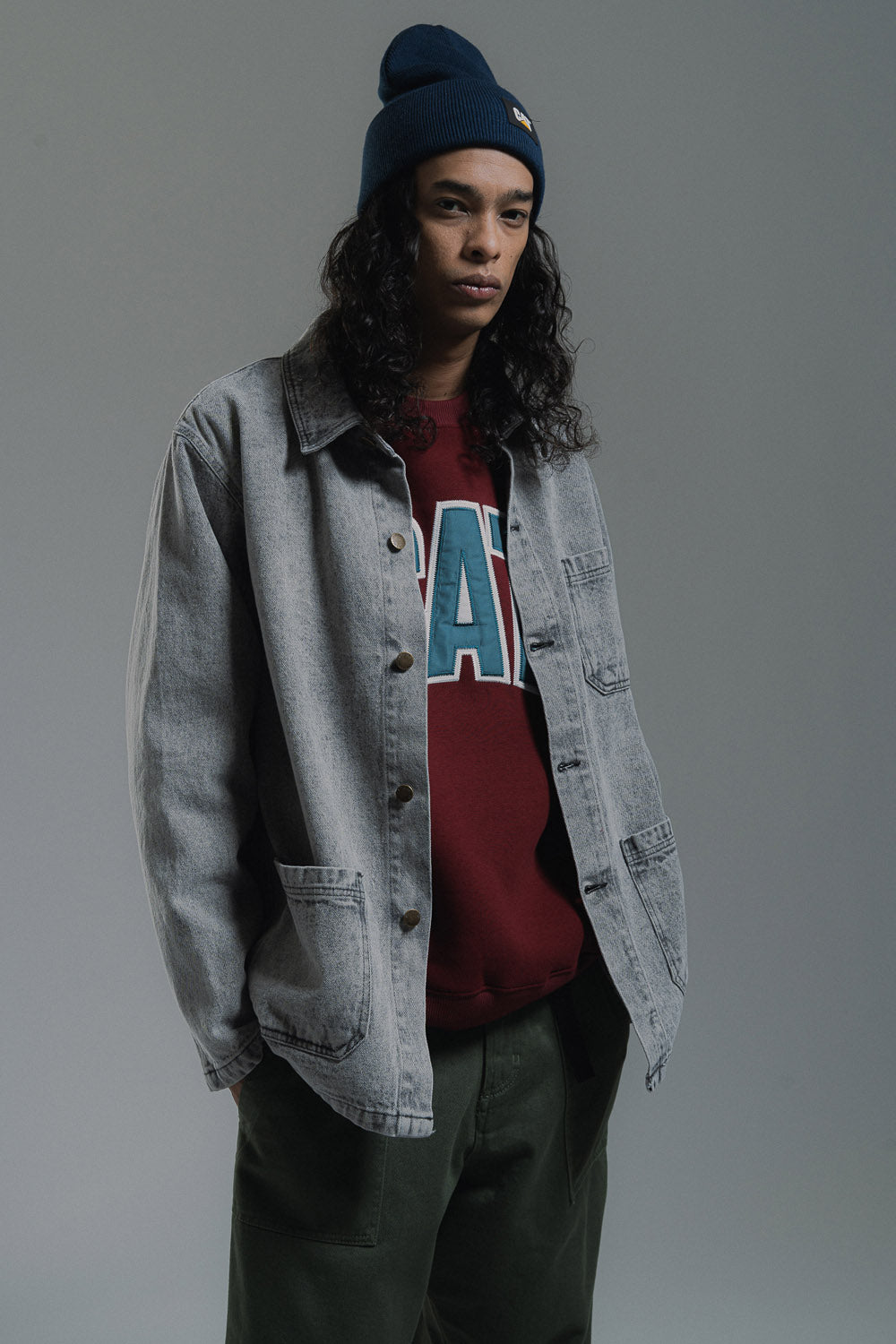 Denim Overshirt With Acid Wash