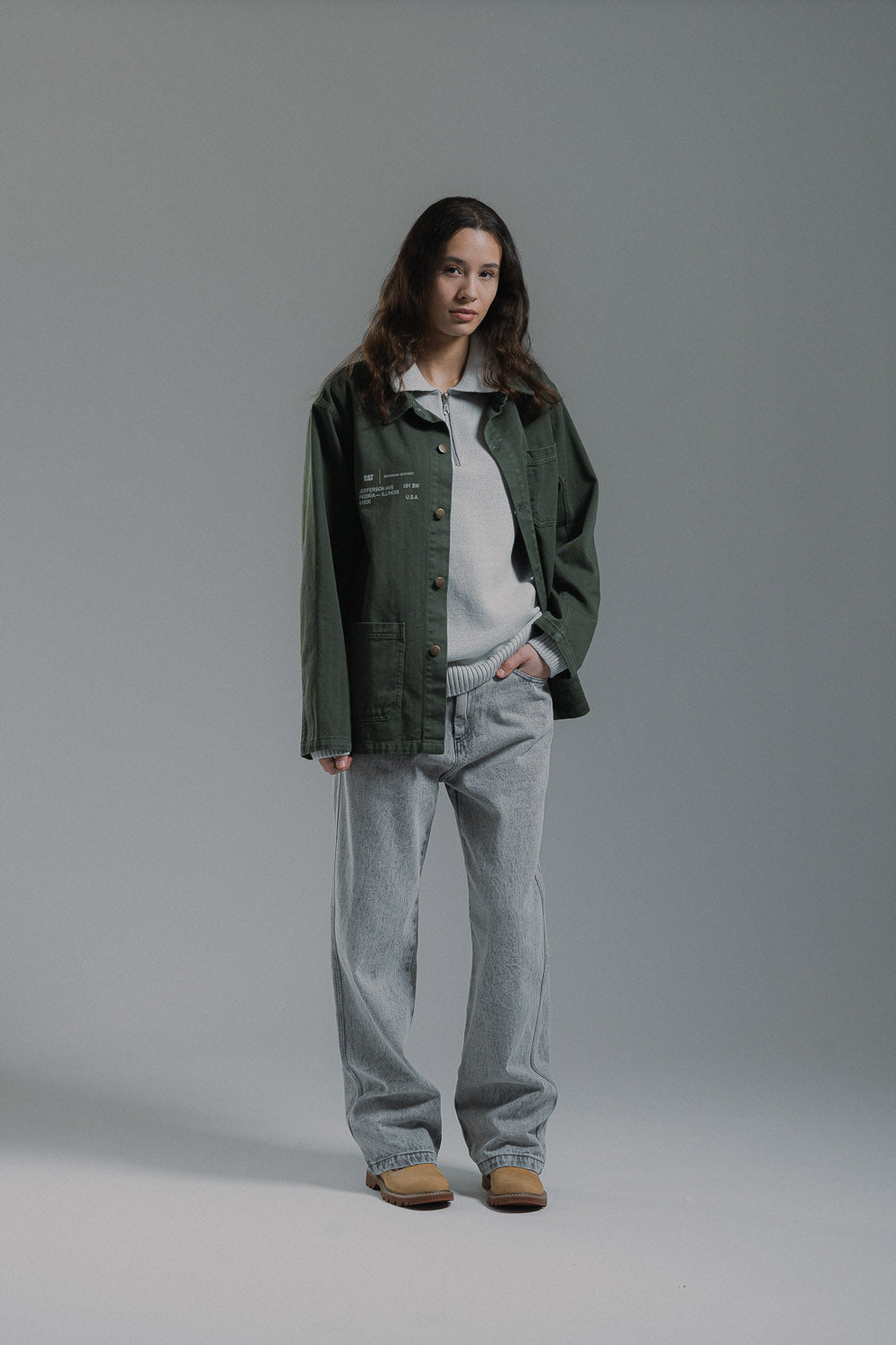 CAT WWR | Half Zip Polo Knit Heather Grey