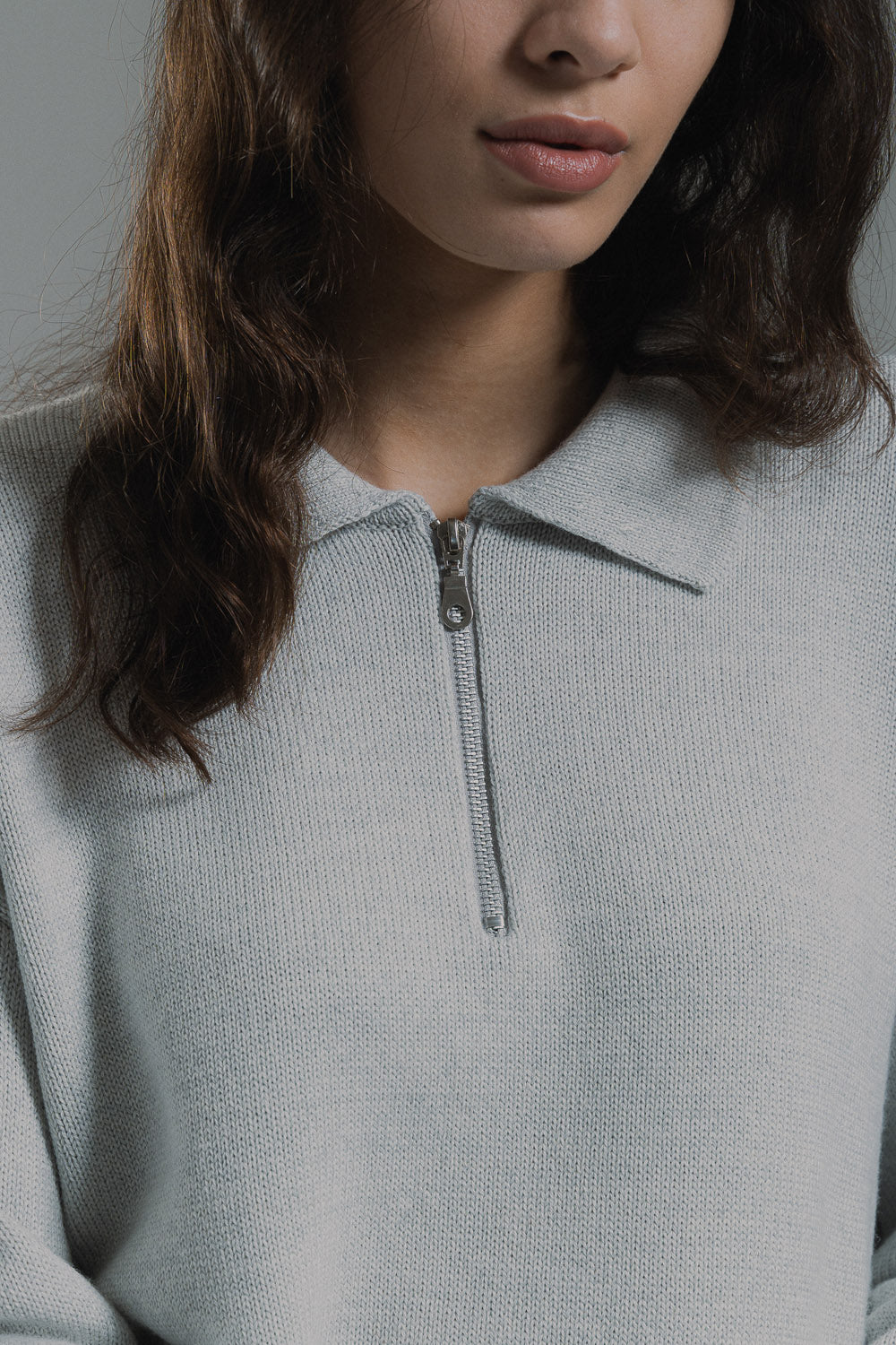 CAT WWR | Half Zip Polo Knit Heather Grey