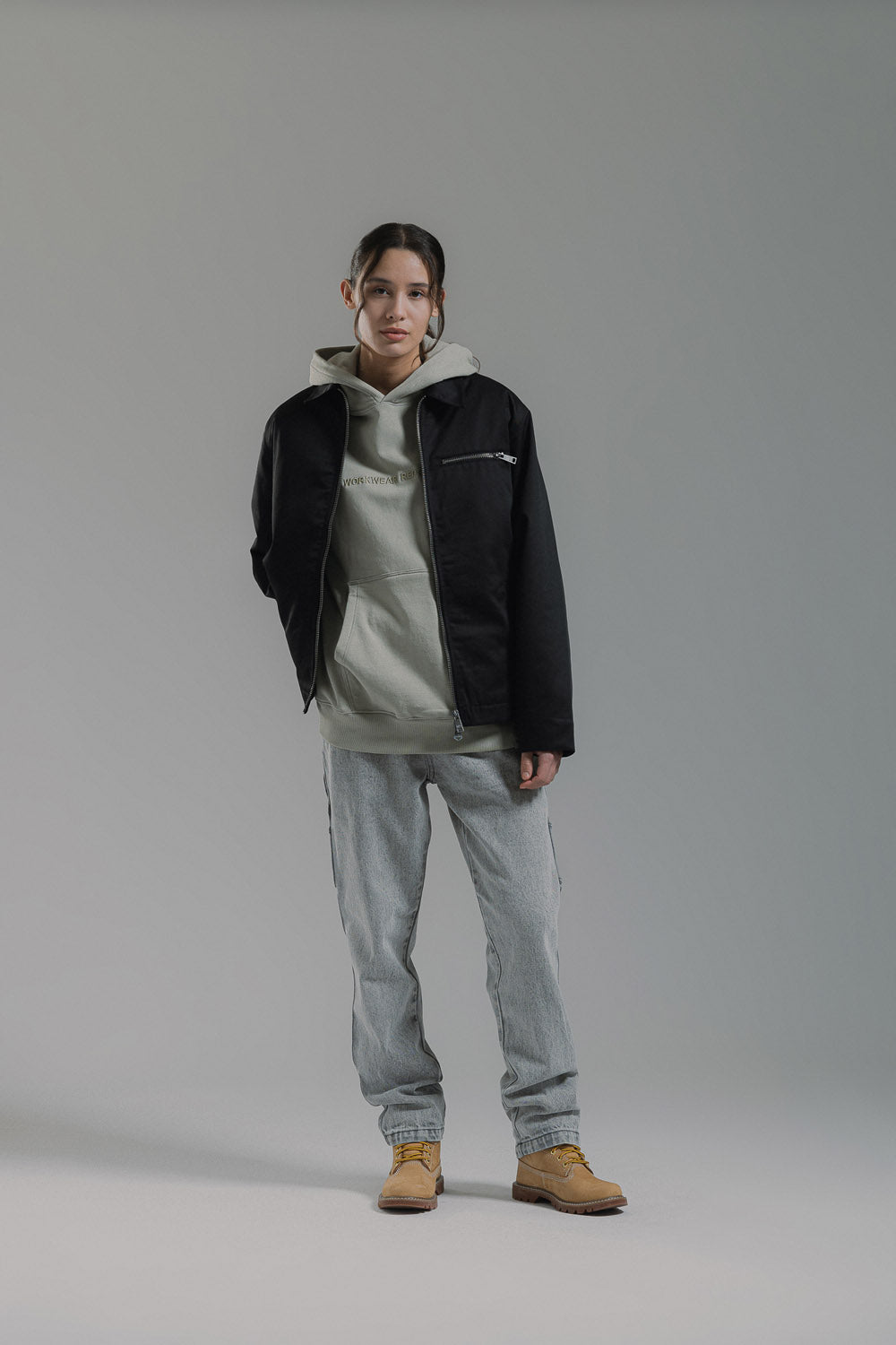 Black Denim Painter Pant With Acid Wash