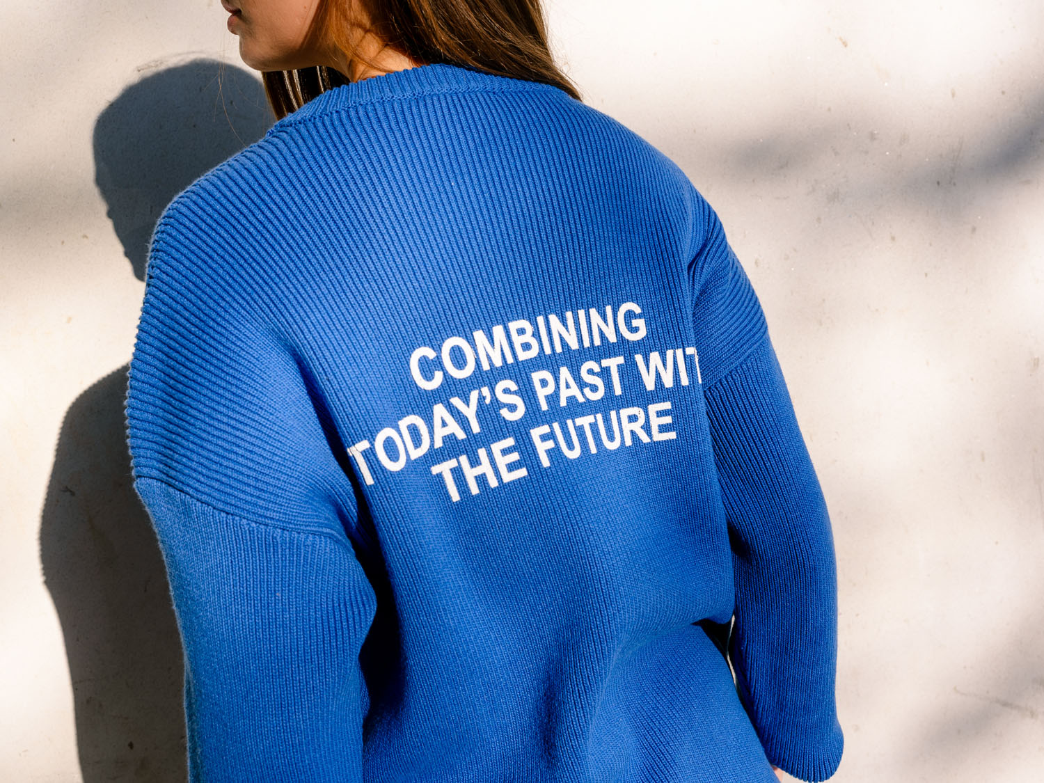 Past And Future Back Print Cotton Crewneck