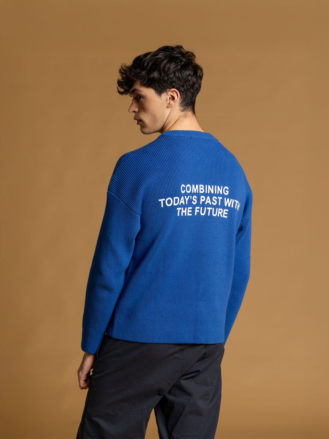 Past And Future Back Print Cotton Crewneck