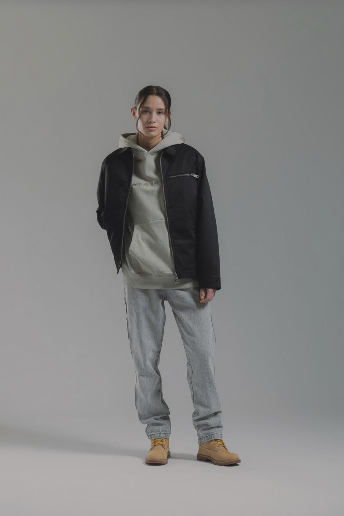 Black Denim Painter Pant With Acid Wash
